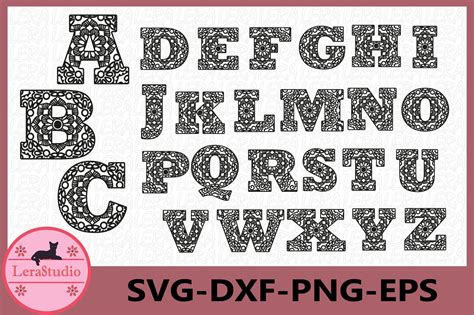 Alphabet Mandala SVG, Zentangle SVG, Mandala Letters svg (228503) | Cut