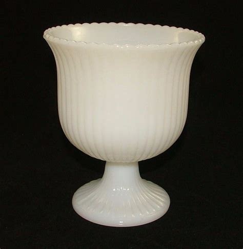 Milk Glass Footed Bowl Pedestal Vase E O Brody Co Cleveland Ohio Usa