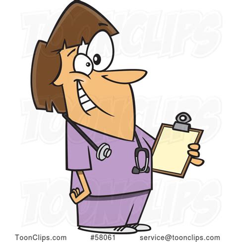 Cartoon Happy Female School Nurse Holding A Clipboard 58061 By Ron