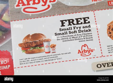 Arbys Sandwich Coupon Usa Stock Photo Alamy