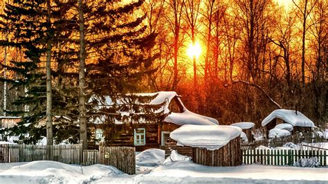 Winter Cabin Wallpaper Images