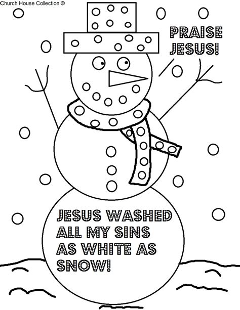 Printable coloring and activity pages are one way to keep the kids happy (or at least occupie. Church House Collection Blog: Christmas Coloring Page For Sunday School- Snowman Praise Jesus ...