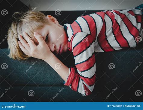 Sad Stressed Tired Exhausted Child At Home Stock Image Image Of