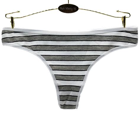 Sexy Cotton Panties Underwear Women Striped Thongs And G Strings Ladies