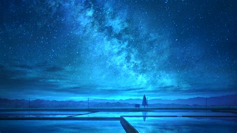 Find the best animated night sky wallpaper on getwallpapers. Download 1920x1080 Anime Landscape, Blue Sky, Stars, Night ...