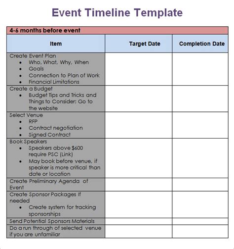12 Event Timeline Templates Free Sample Example Format Download