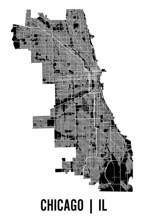 Chicago Map Art Print By Mr City Printing Icanvas