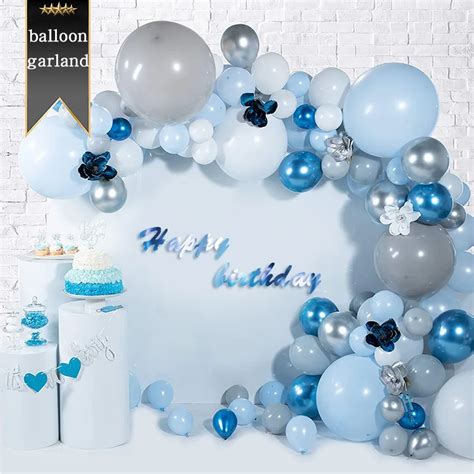 117pcs Blue Balloons Garland Kit Baby Boy Shower Decorations Maca Blue