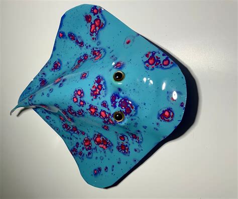 Large Stingray Wall Art 17 Turquoise Bluepink Handmade Recycled