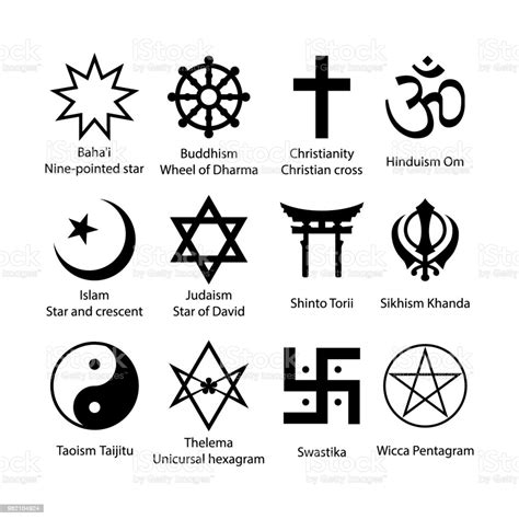 Religious Symbols Set Religion Signs Simple Black Icon Set