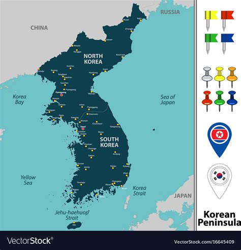 Map Of Korean Peninsula Royalty Free Vector Image