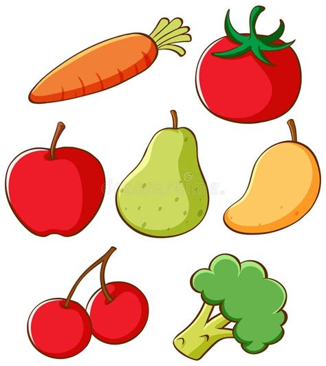 Set Of Different Fruits And Vegetables Stock Illustration
