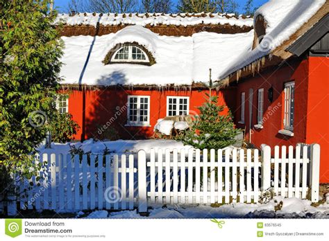 Denmarkwinter Red Houses Stock Image Image Of Image 63576545