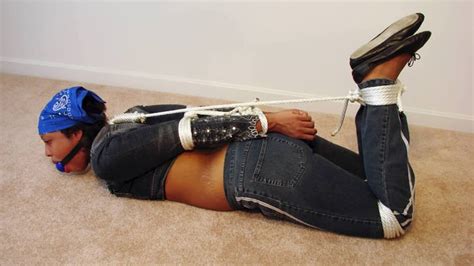 Black Girls Bound Clips Sapphirebgbv01 Hogtied Ballgagged Exposed Barefoot In Jeans