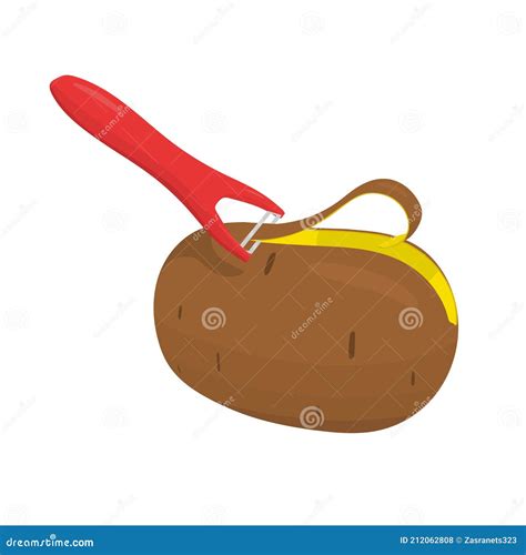 Cartoon Peeler Is Peeling Potatoes Stock Vector Illustration Of