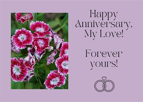 Digital Printable Anniversary Card With Pink Flowers And Etsy