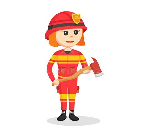 Female Firefighter Cartoon Clipart Vector Friendlystock