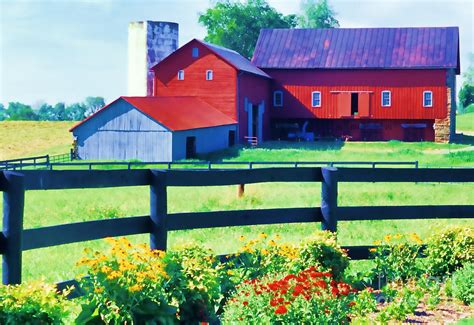 Barns With Flowers In Painterly Style Photograph By Doug Berry Fine