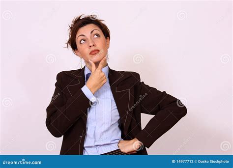 Woman Thinking Pose Stock Photo Image Of Brunette Model 14977712