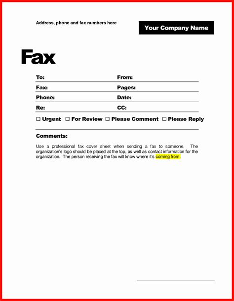 50 Fillable Fax Cover Sheet Template