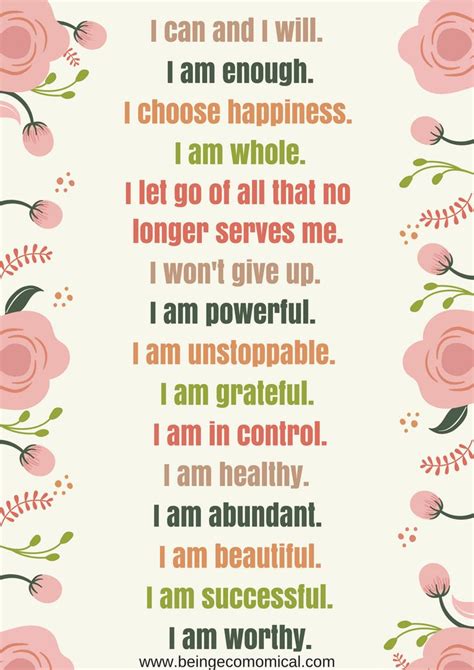 Positive Affirmations Cards Printable