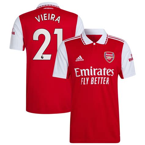 Arsenal Home Shirt 2022 23 With Vieira 21 Printing