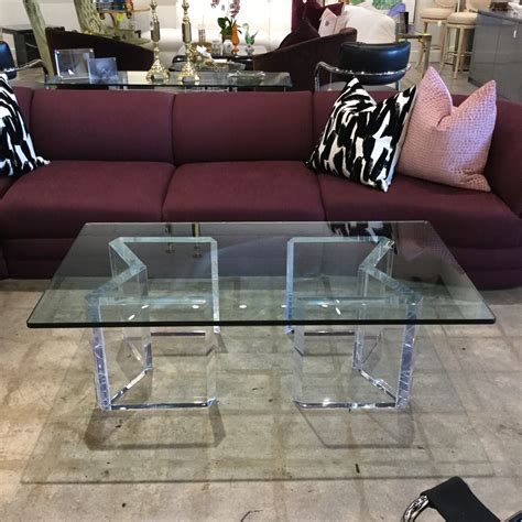 Vintage Lucite And Glass Coffee Table Park Eighth