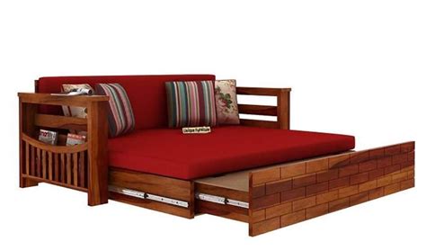 Brown 3 Seater Designer Teak Wood Sofa Cum Bed For Home At Rs 32500