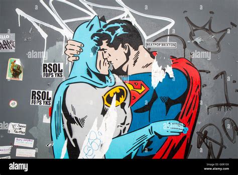 Batman Kissing Superman Stock Photo Royalty Free Image 103767914 Alamy