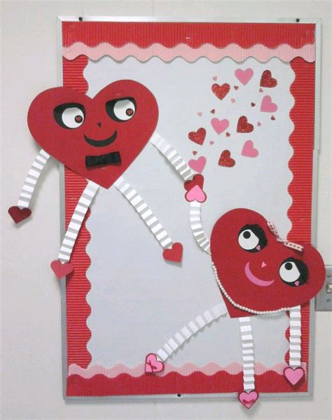 Valentine Bulletin Board Febraury Have Kids Make The Heart People For