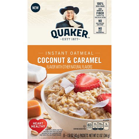 Quaker Instant Oatmeal Coconut And Caramel Flavor 8 Packets