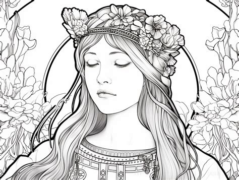 May Crowning Adult Coloring Tribute Coloring Page