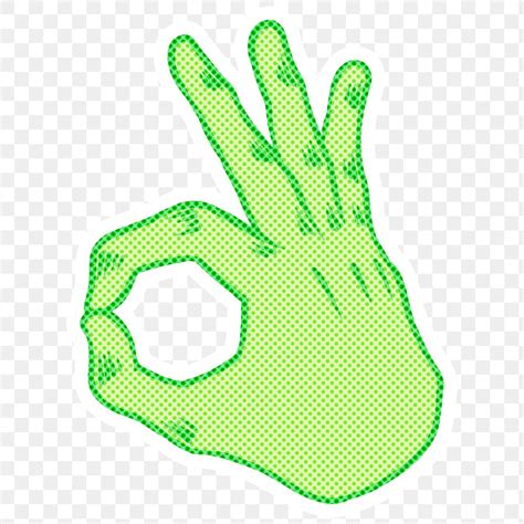 Green Halftone Ok Hand Sign Free Png Sticker Rawpixel