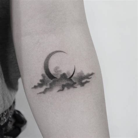 Crescent Moon And Clouds Tattoo By Tattooist Dh 426364289722221732