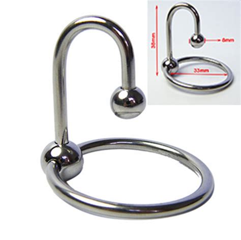 Stainless Steel Double Ball Glans Cock Ring With Cum Sperm Stopper