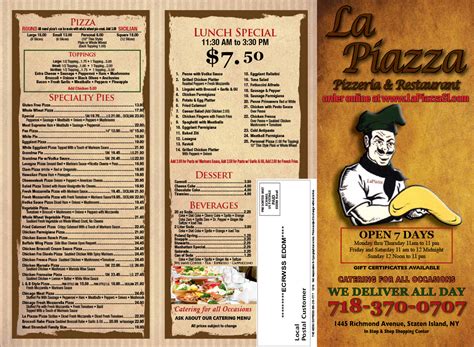 La Piazza Pizzeria And Restaurant Pricing