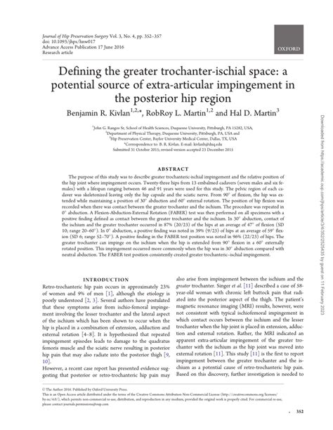 Pdf Defining The Greater Trochanter Ischial Space A Potential Source