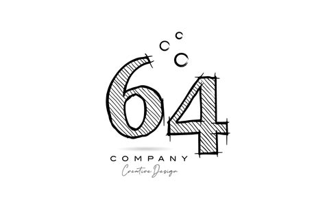 Hand Drawing Number 64 Logo Icon Design For Company Template Creative