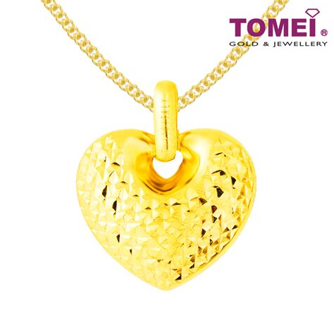 Tomei Lusso Italia Dual Colour Heart Pendant Yellow Gold 916 Etomei