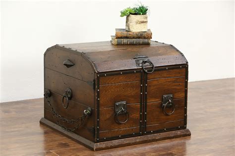 Medieval Pirate Chest Coffee Table Vintage Oak Trunk