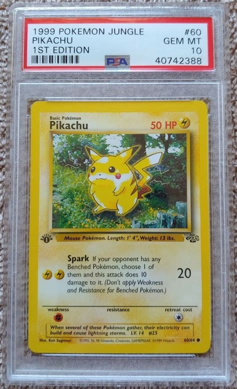 3.8 out of 5 stars. 1999 Pokemon Jungle Pikachu 1st Edition PSA 10 Gem Mint Pokémon Individual Cards Toys & Hobbies ...