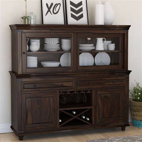 Oklahoma Farmhouse Traditional Rosewood Dining Room Buffet With Hutch