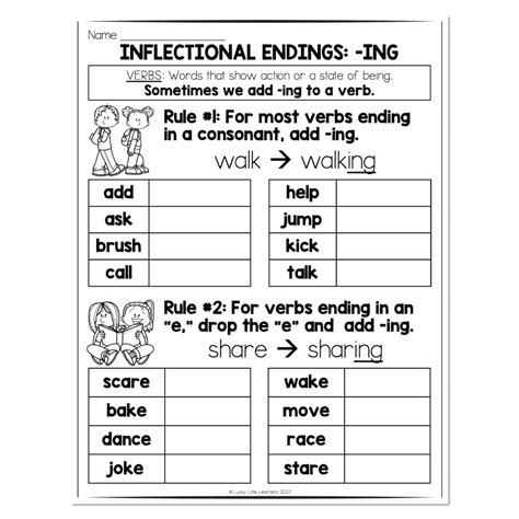 Multisyllable Words Book Inflectional Endings Ing Rules Lucky