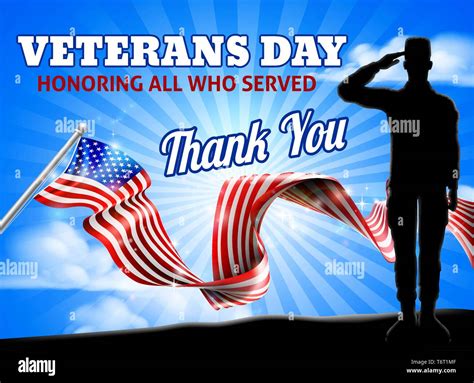 Veterans Day American Flag Soldier Saluting Stock Vector Image And Art