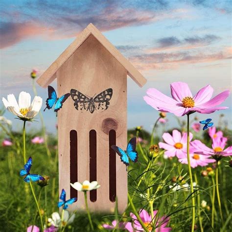 Ouhuon Wooden Insect House Butterfly House Insect Hotel For