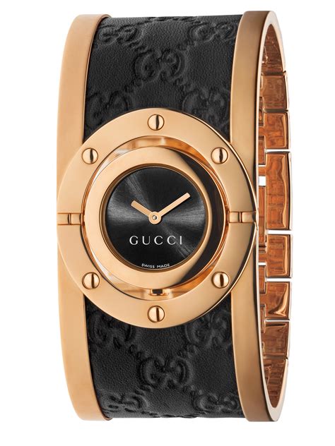 Gucci Twirl Pink Goldtone Pvd Stainless Steel And Leather Bangle Bracelet