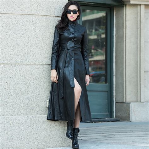 Xs 8xl New Fashion Womens Suede Trench Coat Autumn Winter Black Pu