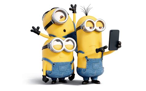 Three crazy minions make a selfie - Funny cartoon characters Wallpaper 