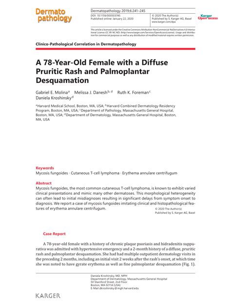 Pdf A 78 Year Old Female With A Diffuse Pruritic Rash And