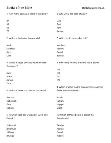 Printable Bible Trivia Questions With Answers 6 Best Youth Bible